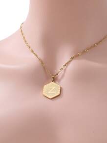 Letter Graphic Geometric Charm Necklace