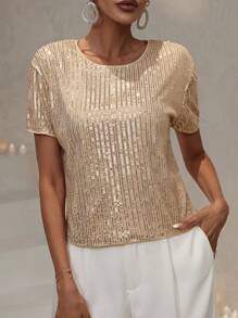 Aveloria 亮片裝飾圓領襯衫