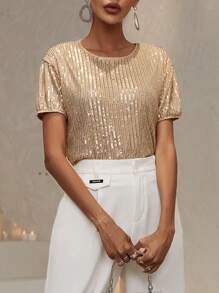 Aveloria 亮片裝飾圓領襯衫