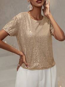 Aveloria 亮片裝飾圓領襯衫