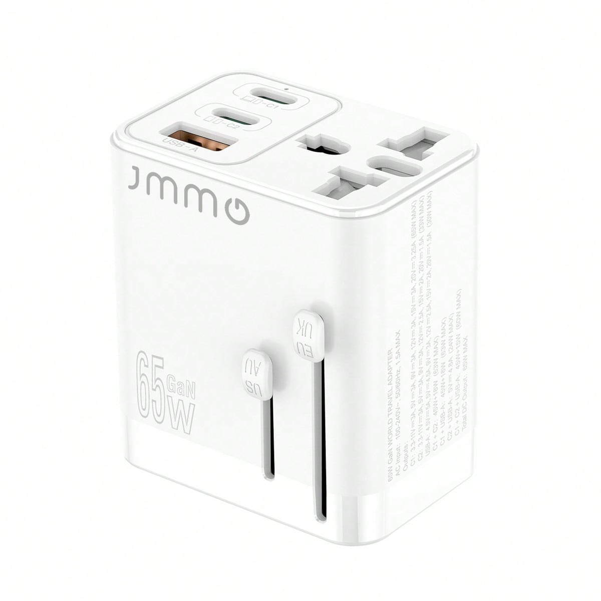 Adaptateur De Prise Internationale Gan 65w, Adaptateur De Voyage Universel 3 Ports Usb Comprenant 2 Ports Usb-c Et 1 Port Usb-a Compatible Dans Plus