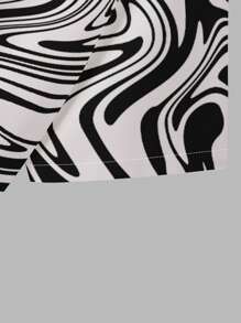 Manfinity LEGND Camisa Holgada De Hombre Con Estampado De Mármol - Blanco y Negro - Ver 3