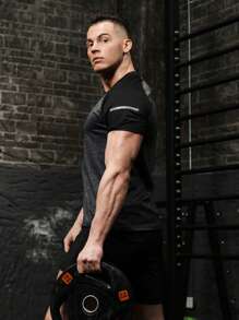 Manfinity Fitness Conjunto de pantalones cortos para hombres, camiseta deportiva de manga raglán y pantalones cortos, conjunto deportivo, conjunto de chándal, conjunto de entrenamiento, conjunto de gimnasio, conjunto de entrenamiento - Multicolor - Ver 4