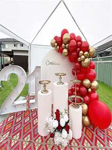 50 cái/bộ Bong Bóng Cao Su 5 Inch, Bóng Trang Trí Màu Trơn Cho Bữa Tiệc - Đỏ - Xem 7