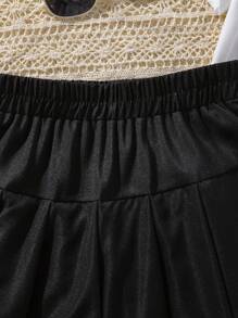 女孩卡通圖案T恤和百褶半身裙 - 黑與白 - 查看 6