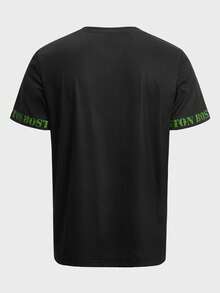 ROMWE MEN Street Life Guys Letter Figure Graphic Tee - Black - View 2