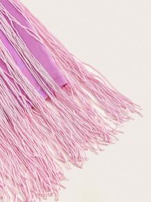 SHEIN ICON Rave Fringe Trim Metallic Skirt - Hot Pink - View 8