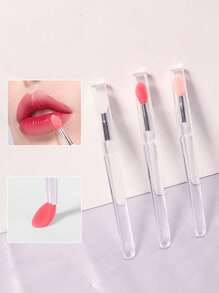 3pcs Mixed Color Portable Silicone Multifunctional Lip Brush With Cover - Multicolor - View 1