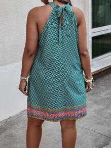SHEIN Clasi Đầm Plus Size Buộc lại Hình học Bộ lạc Boho - Nhiều màu - Xem 2