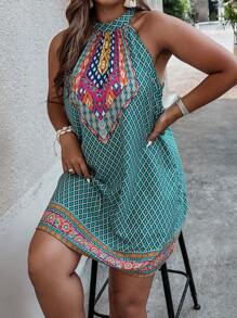 SHEIN Clasi Đầm Plus Size Buộc lại Hình học Bộ lạc Boho - Nhiều màu - Xem 4