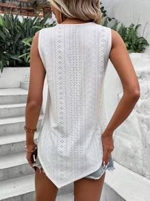 SHEIN VCAY Áo khoác và áo lót dành cho xe tăng nữ Tranh thêu màu trơn Giải trí - trắng - Xem 2