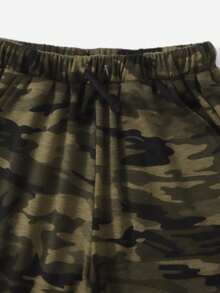 SHEIN Boys Camo Print Colourblock Tank Top & Shorts Set - Multicolor - View 4