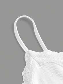 SHEIN Girlism Teen Girls' Sweet & Cute Contrast Lace V-Neck Camisole, Summer