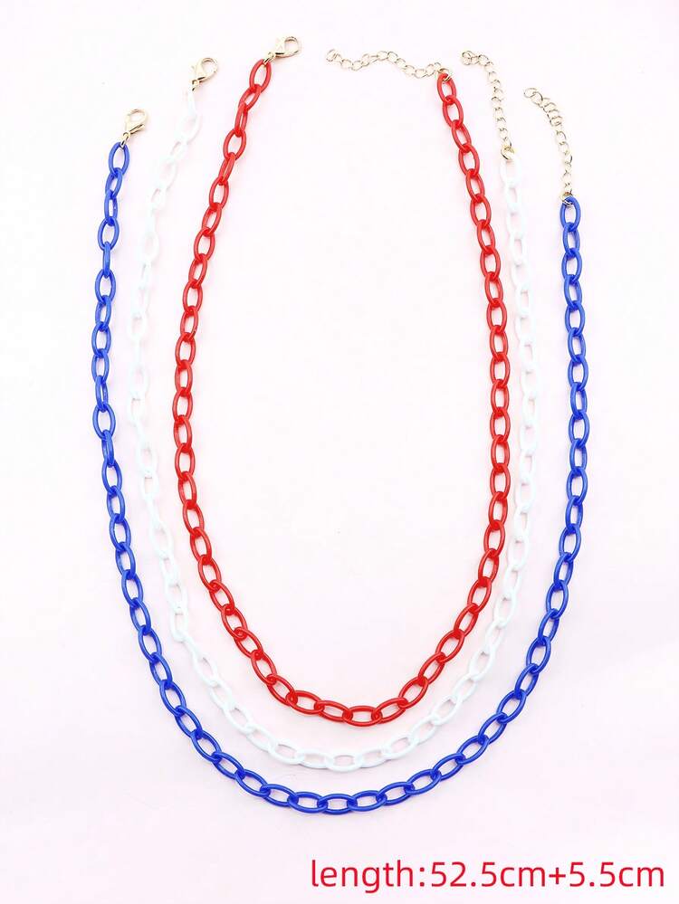 สร้อยคอ แบบโซ่ มินิมอลลิสต์ 3 ชิ้น - มัลติคัลเลอร์ - ดู 3