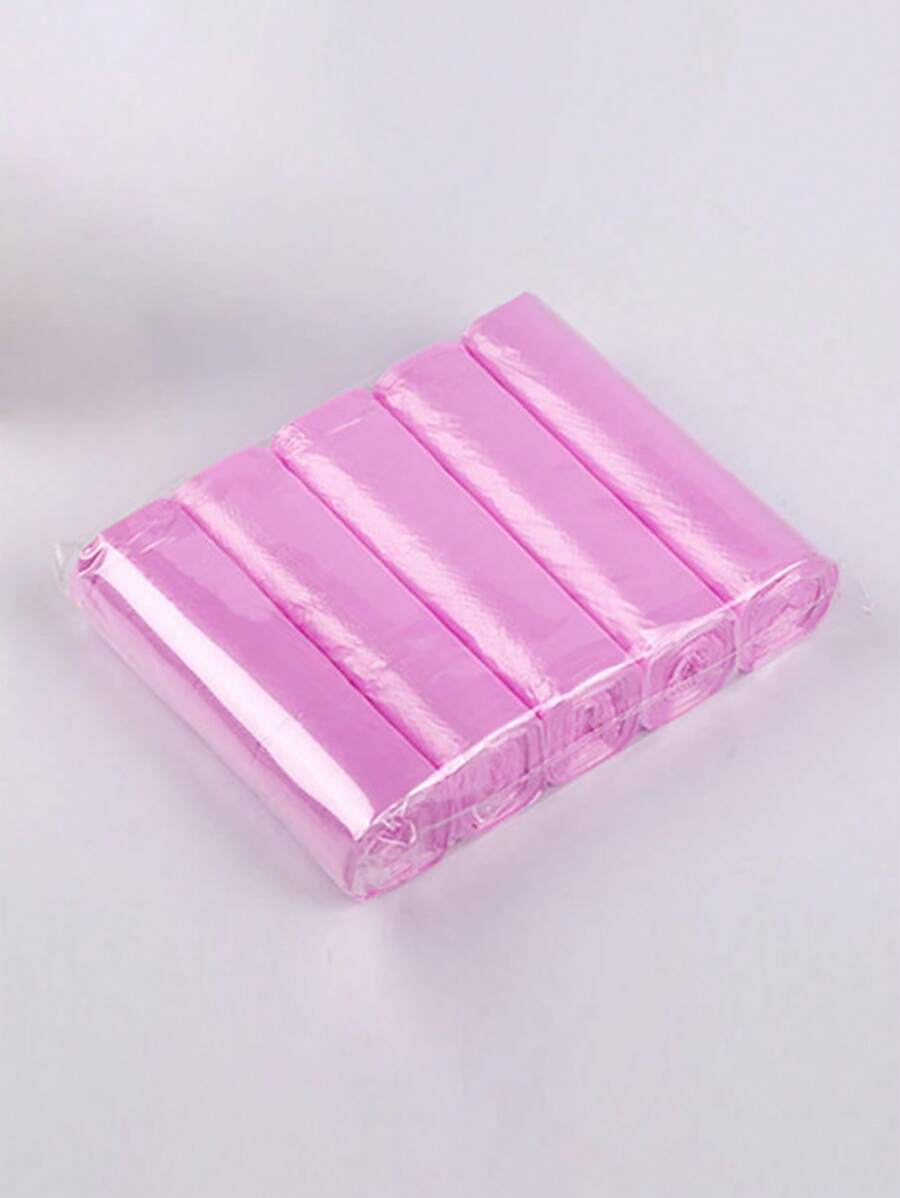 75pcs/set PE Garbage Bag, Plain Disposable Trash Bag For Daily - Pink - View 1