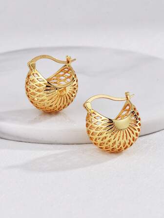 Charm-In 2pcs Hollow Out Hoop Earrings Copper Jewelry