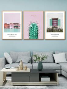 3pcs/set Polyester Unframed Painting, Landscape Pattern Wall Art Painting For Home Wall Decor