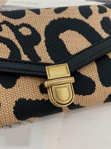 Ví da Pu ngắn gấp ba họa tiết da báo cho nữ có nhiều ngăn đựng thẻ, khóa cổ điển, thiết kế thời trang và di động, họa tiết da báo cho ví nữ, ví nhỏ - Nhiều màu - Xem 4