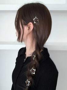 32入組女士星形設計防滑時尚髮夾適用於頭髮裝飾用品 - 銀色 - 查看 5