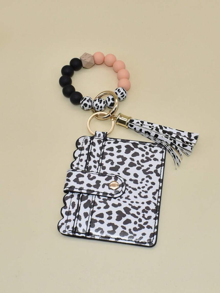 1 Phụ Nữ Đựng Thẻ & Tua Rua Charm Móc Khóa Thời Trang Trang Trí Chìa Khóa - Màu Hồng  San hô - Xem 1