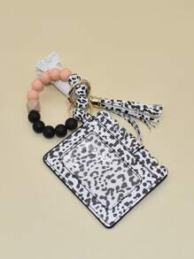 1 Phụ Nữ Đựng Thẻ & Tua Rua Charm Móc Khóa Thời Trang Trang Trí Chìa Khóa - Màu Hồng  San hô - Xem 4