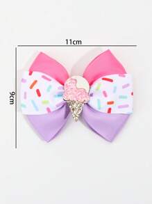 2pcs Toddler Girls Ice Cream & Bow Decor Cute Alligator Hair Clip For Hair Decoration - Multicolor - View 5