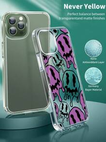 2入組高清全覆蓋螢幕保護鋼化膜和1入組微笑圖案防摔透明手機殼適用於iphone - 無色 - 查看 3