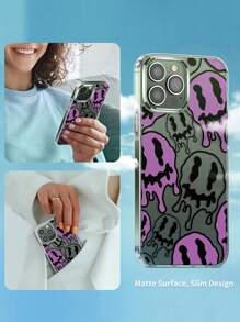 2入組高清全覆蓋螢幕保護鋼化膜和1入組微笑圖案防摔透明手機殼適用於iphone - 無色 - 查看 4