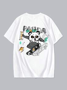 Manfinity Men Cartoon Graphic Drop Shoulder Tee - White - View 3