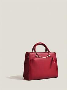 Litchi Túi vuông dập nổi Dây đeo nhẫn thời trang màu đỏ cho hàng ngày - Đỏ - Xem 3
