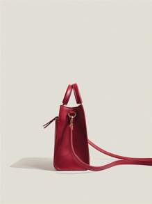 Litchi Túi vuông dập nổi Dây đeo nhẫn thời trang màu đỏ cho hàng ngày - Đỏ - Xem 5