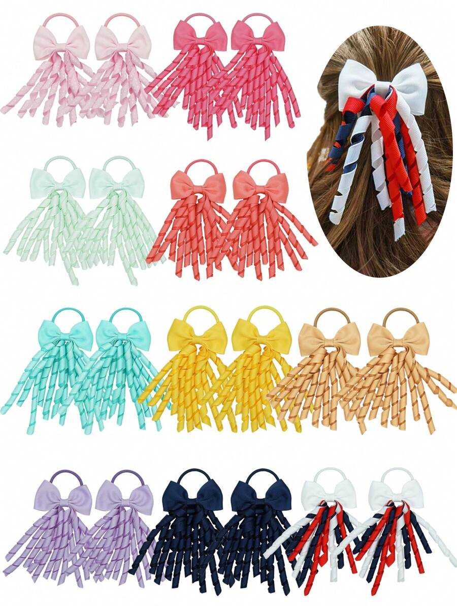 20入組小女童蝴蝶結裝飾可愛髮圈適用於頭髮裝飾用品