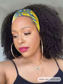 Density Pro Machine Made Headband Kinky Curly Wig 200% Density 16 Inch Natural Black Color 100% Human Hair Top Quality Wig For Women - SNatural - View 2