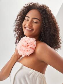 SHEIN 1 件升级版 50 克沐浴沐浴丝瓜络海绵球沐浴露擦洗器家居浴室装饰 - 粉色 - 查看 1