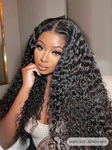 Transparent Lace Kinky Curly 4 X 4 Lace Closure Wig 150%/180% Density 30 Inch #1B Natural Black Color Pre-Plucked Natural Hairline Swiss Lace Remy Hair Human Hair Top Quality Long Wig For Women - SNatural - View 2