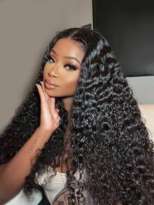 Transparent Lace Kinky Curly 4 X 4 Lace Closure Wig 150%/180% Density 30 Inch #1B Natural Black Color Pre-Plucked Natural Hairline Swiss Lace Remy Hair Human Hair Top Quality Long Wig For Women - SNatural - View 4