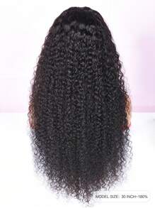 Transparent Lace Kinky Curly 4 X 4 Lace Closure Wig 150%/180% Density 30 Inch #1B Natural Black Color Pre-Plucked Natural Hairline Swiss Lace Remy Hair Human Hair Top Quality Long Wig For Women - SNatural - View 6