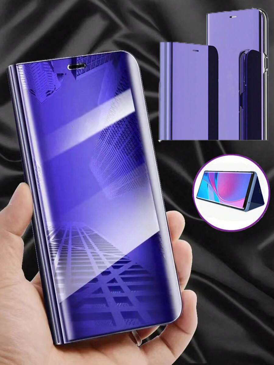 Hadaasi 1个紫色立体镜面电镀支架PU皮手机壳，兼容 17 Pro/17 Pro Max/17 Air/17、Galaxy A36/A17/S25 Ultra/Plus、POCO、荣耀X9c/X60 Pro、荣耀400/400 Pro/400 Lite，国际版，非国内版