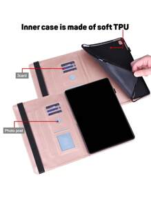 GLANDOTU 苹果粉色花朵图案 PU 防摔保护壳 适用于 iPad - 玫瑰金 - 查看 5