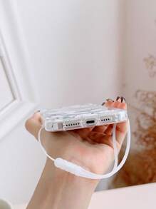 Floral Print Clear Phone Case With Lanyard - Multicolor - View 4