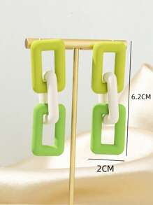 2入組鏈條設計耳墜 - 彩色 - 查看 3