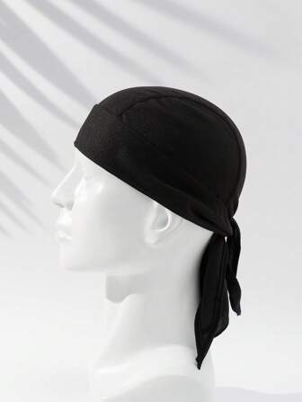 1pc Men's Solid Color Plain Tie Band Fashion Casual Headwrap Cap, Suitable For Daily Outdoor Sports Matching