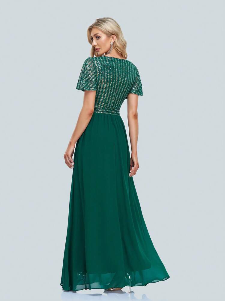 Contrast Sequin Formal Dress