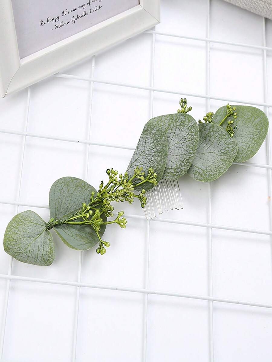 1 pieza Mujer con diseño de hoja de moda Peine para pelo Decoración - Verde - Ver 1