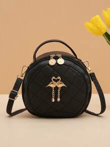 1 túi xách cầm tay và đeo chéo hình thoi chấm bi thêu dây đeo có thể điều chỉnh của Apple, "Thứ sáu" - màu đen - Xem 1