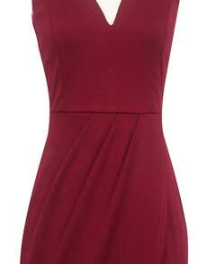 Solid Wrap Hem Dress - Burgundy - View 4