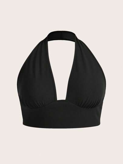 SHEIN Essnce Plus Solid Halter Top