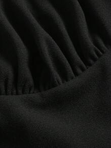 SHEIN Essnce Plus Solid Halter Top - Black - View 5