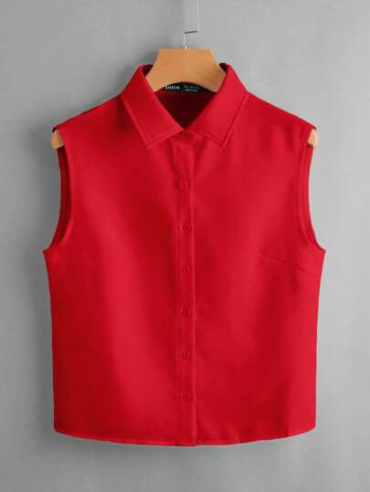 SHEIN LUNE Camisa sin mangas con botones delanteros, informal