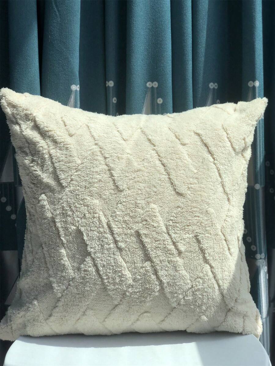 2入組無填充物素色靠墊套卡其色絨布抱枕套適用於沙發沙發客廳 - 卡其色 - 查看 1